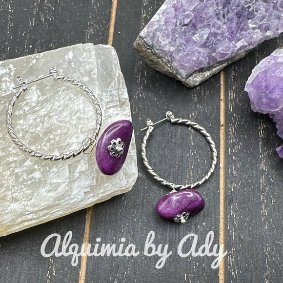 Alquimia by Ady Silver and Purple Earrings - Picture 1 of 5